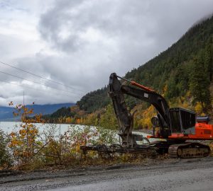 Excavator on the side of In Shuck ch Forest Serivce Road